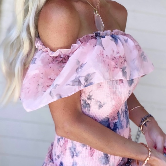 CUSTOM NWT Unique Pink Floral Summer Spring Mini Dress Small Flowy Bodycon - Picture 2 of 15
